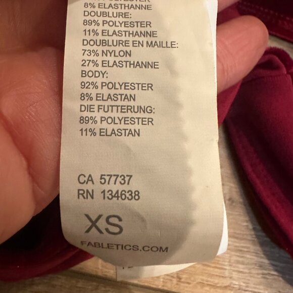 FABLETICS WOMENS RED VELVET SPORTS BRA XS - Picture 6 of 6